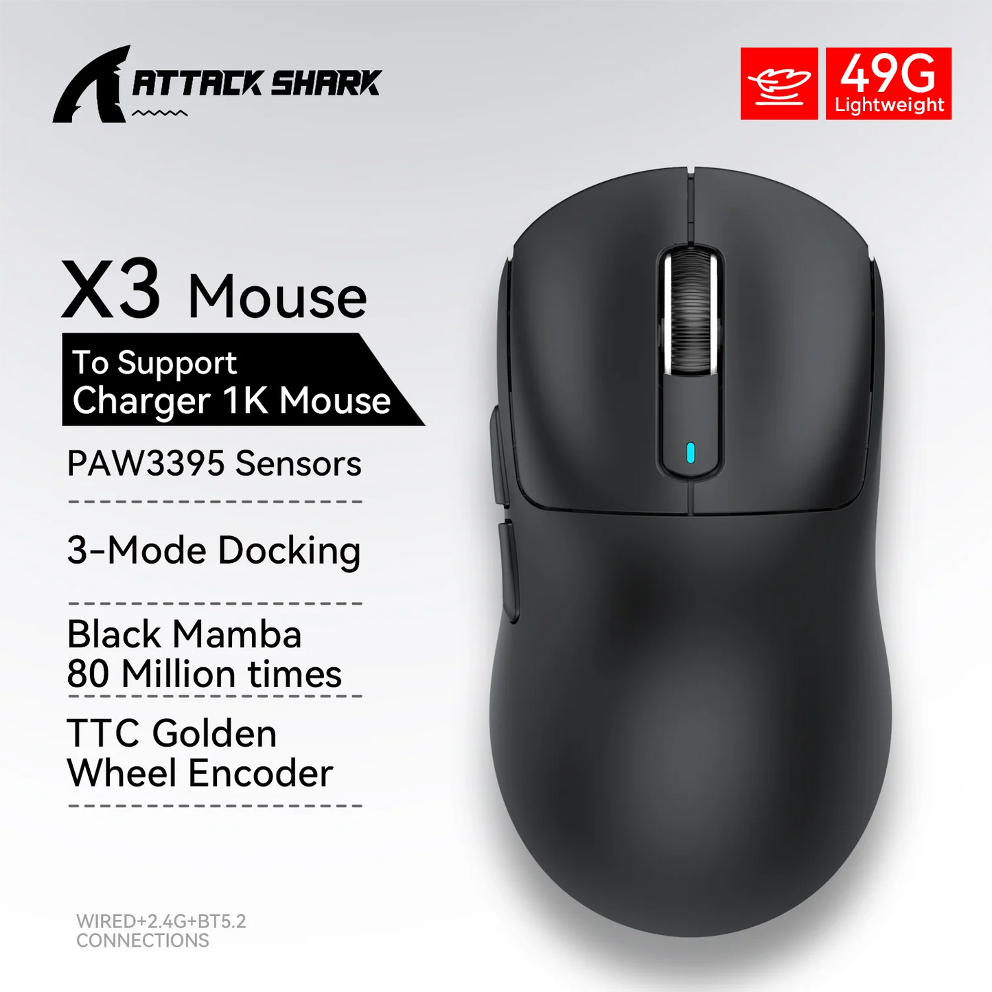 Mouse Sem Fio Attack Shark X3-pro