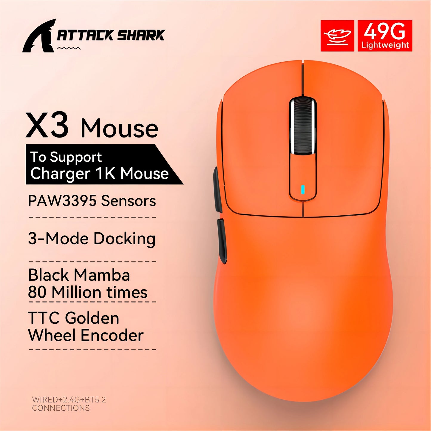 Mouse Sem Fio Attack Shark X3-pro