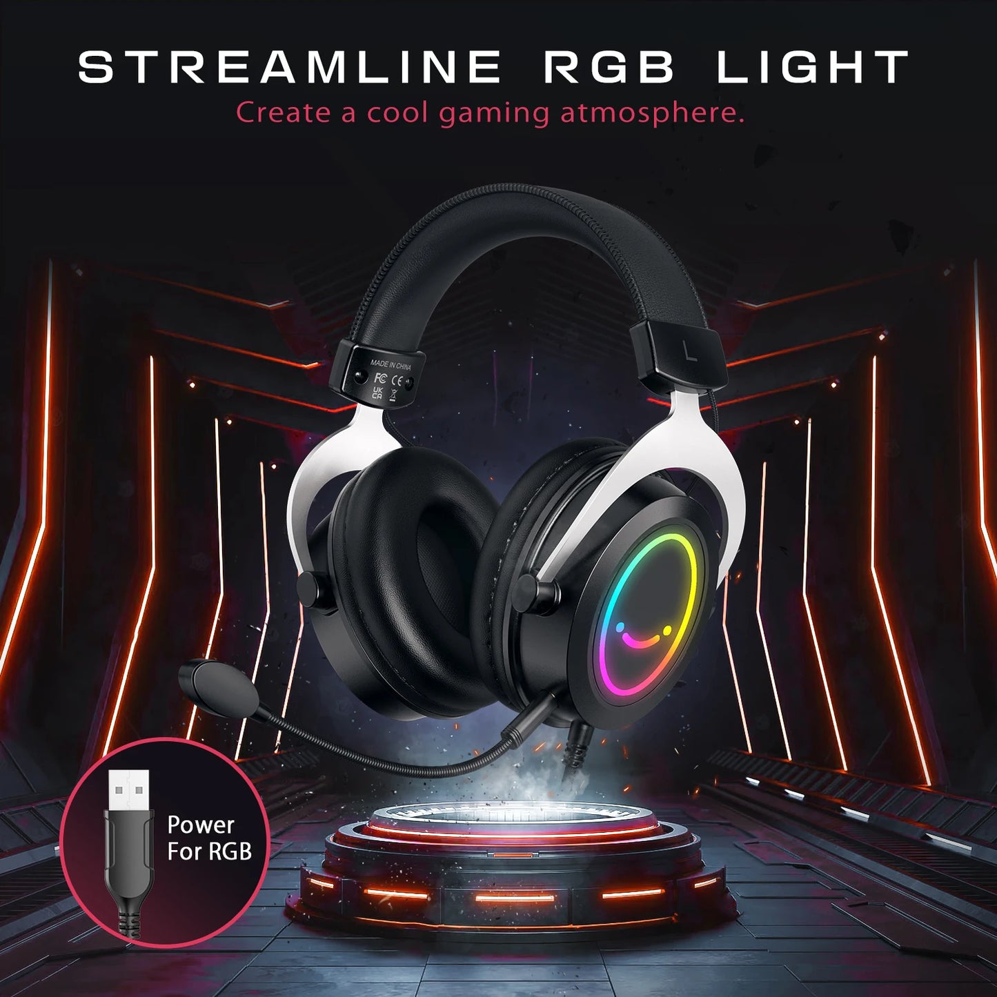 Headset Fifine H3 RGB for PC, PS4, PS5, Xbox, Laptops