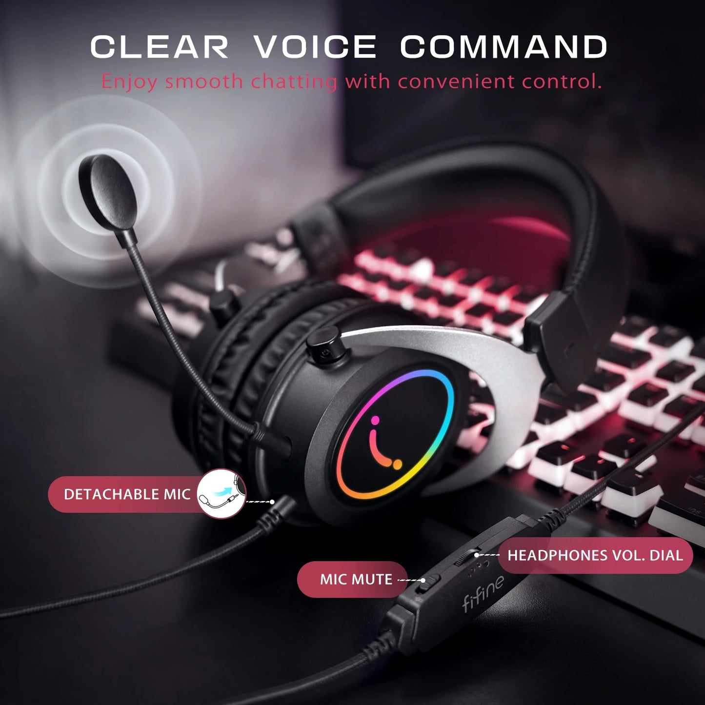 Headset Fifine H3 RGB for PC, PS4, PS5, Xbox, Laptops