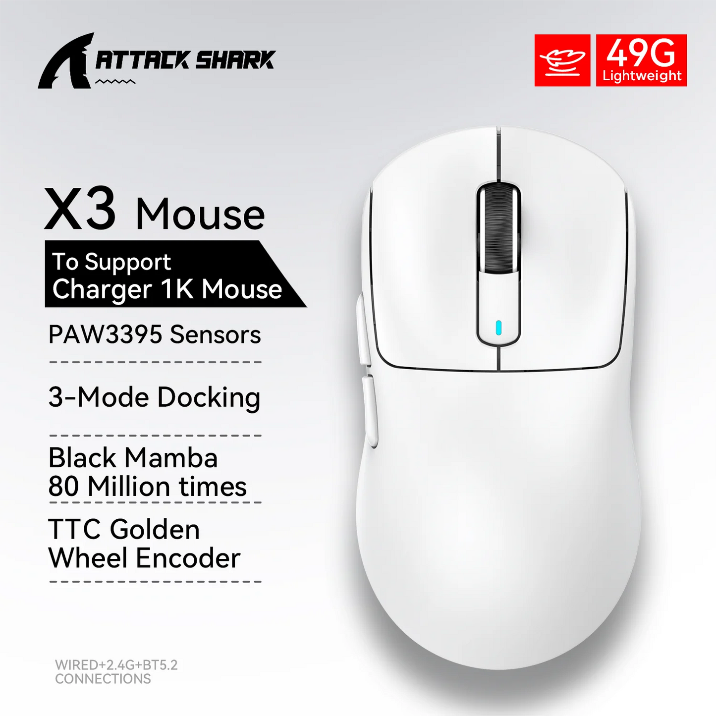 Mouse Sem Fio Attack Shark X3-pro