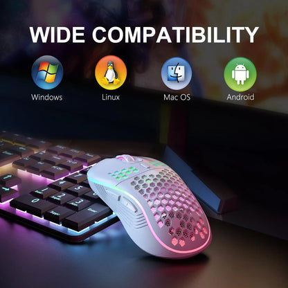 Mouse Gamer SZKOSTON Sem Fio 2.4GHz com RGB