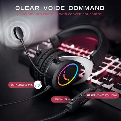 Headset Fifine H3 RGB for PC, PS4, PS5, Xbox, Laptops